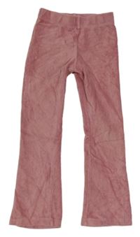 Staroružové rebrované zamatové legíny Nutmeg