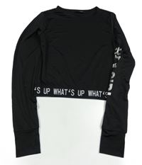 Čierne športové crop tričko Page one young