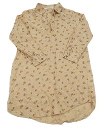 Béžové květované lehké šaty s límečkem H&M