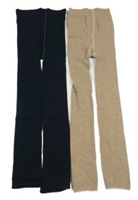 2x punčocháčové legíny - tmavomodré + hnědé 