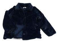 Tmavomodrá kožešinová podšitá bunda mango