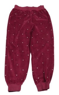 Vínové zamatové vzorované tepláky M&S