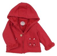 Tmavorůžová zateplená propínací mikina s kapucí