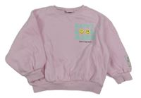 Svetloružová oversize mikina so smajlíkom Next