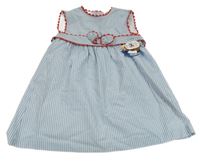 Nové - Svetlomodré pruhované šaty s opaskom a mašlou
