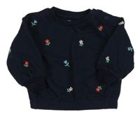 Tmavomodrá oversize mikina s výšivkami květů M&S