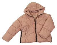Starorůžová šusťáková zimní bunda s kapucí Zara