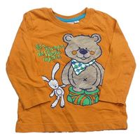 Oranžové tričko s medvěďom a zajícem Liegelind
