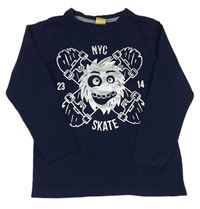 Tmavomodré tričko s príšerkou a skateboardmi  Kiki&Koko