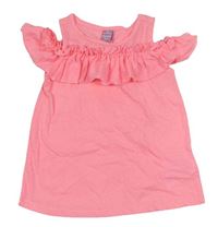 Neónově ružový crop top s volánikom Dopodopo