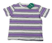 Lila-bielo-čierne pruhované tričko H&M