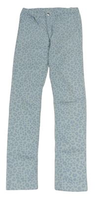 Svetlomodré plátenné skinny nohavice s leopardím vzorom H&M