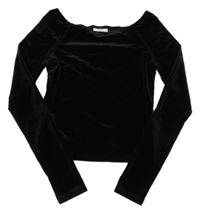 Černé sametové crop triko Kappahl