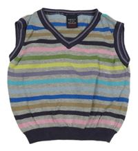 Sivo-fialovo-farebná pruhovaná svetrová vesta Next