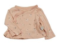 Růžové květované propínací triko 