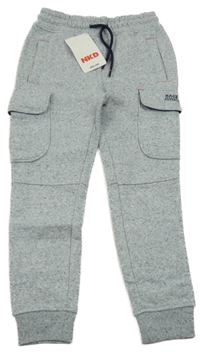 Nové - Sivé melírované cargo tepláky Kids