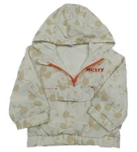 Smetanovo-béžová šušťáková jarná bunda s Mickeym a kapucňou Primark