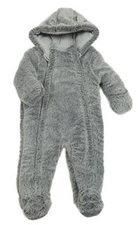 Sivá plyšová zateplená kombinéza s kapucňou George