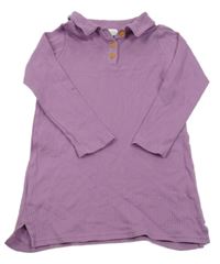 Lila rebrované šaty s golierikom Next