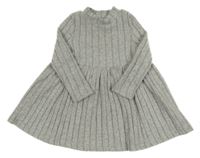 Sivé rebrované úpletové šaty