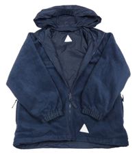 Tmavomodrá fleecovo/šusťáková obojstranná bunda s kapucňou