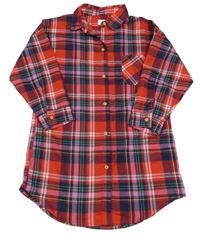 Červeno-tmavomodro-ružová kockovaná blúzka Next