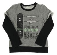 Sivo-čierna mikina so skateboardom H&M