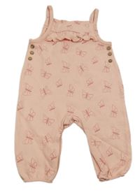 Světlerůžový kalhotový overal s motýlky a volánkem Topomini