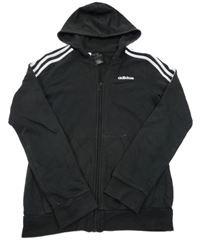 Čierno-biela prepínaci mikina s pruhmi a logom a kapucňou Adidas