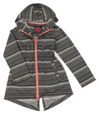 Čierno-biela vzorovaná šušťáková jarná parka s kapucňou Yd.