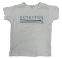 Bílé tričko s pruhy a logem Benetton