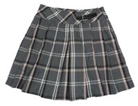 Sivo-bielo-ružová kockovaná skladaná sukňa C&A