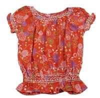 Červeno-farebná kvetovaná blúzka Tik&Tak