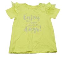 Neonově žluté tričko s nápisy Staccato 