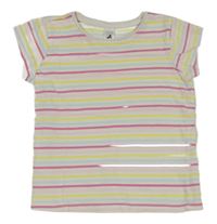 Bielo-ružovo-farebné pruhované tričko C&A