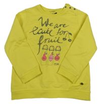 Žltá mikina s lahvemi a nápisom