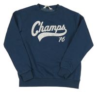 Tmavomodrá mikina s nápisom a číslom H&M