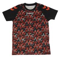 Čwerno-šedo-červené vzorované sportovní tričko Hummel