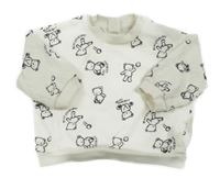 Biela mikina s medvedíkmi H&M