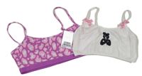 Nové - 2set - 2x lambáda - fialovo-růžová s leopardím vzorem + bílá s medvědem 