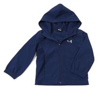 Tmavomodrá šušťáková funkčná bunda s logom a kapucňou UNDER ARMOUR