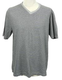 Pánské šedo-černé pruhované tričko TU 