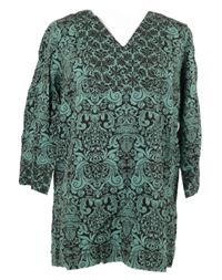 Dámská světlemodro-hnědá vzorovaná lněná tunika Maine