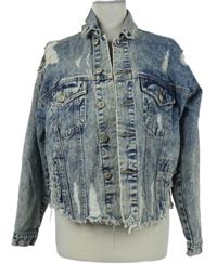 Dámska tmavomodrá plesňová rifľová bunda s vyšúchaním Denim