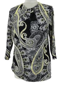 Dámské černo-žluto-šedé vzorované triko s vodou Bonita 