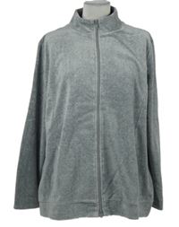 Dámská šedá sametová propínací mikina 