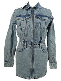 Nové - Dámské modré plísňové riflové košilové šaty Bershka 