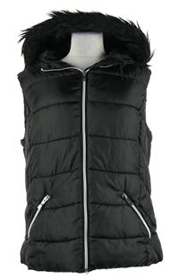Dámska čierna šušťáková zateplená vesta s kapucňou Janina