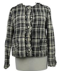 Dámský černo-bílý pletený crop kabátek Zara