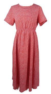 Dámské červeno-bílé kytičkované midi šaty Shein 